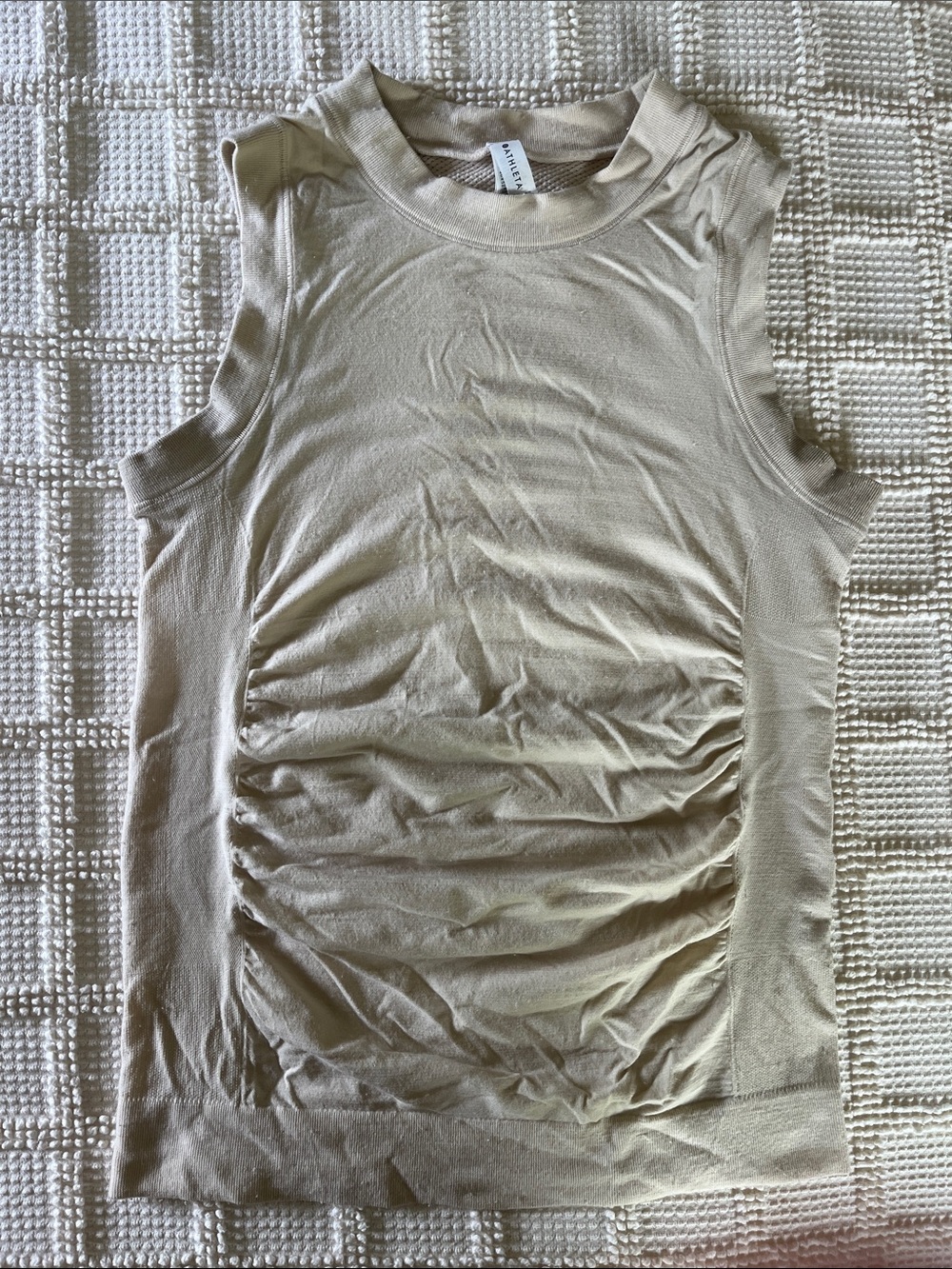 Athleta Cream Ruched Tank Top